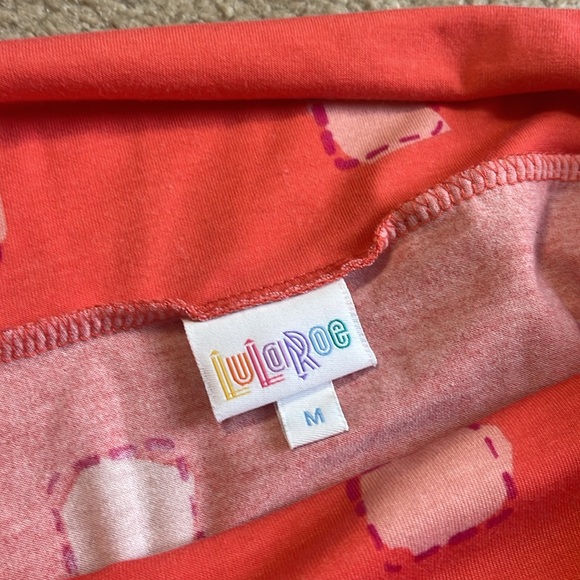 Lularoe skirt sz Medium coral pink with light pink and fuchsia - Picture 5 of 6